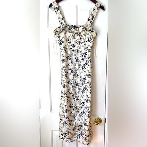 Zara Floral Print Camisole Dress Midi Ruffle Button Front